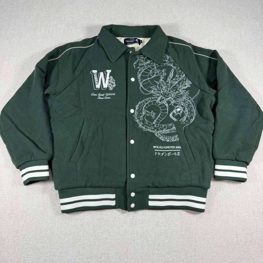 Darc Sport Dragon Ball Z Our Wish Rudy Letterman Jacket Forest Green Mens XL NEW